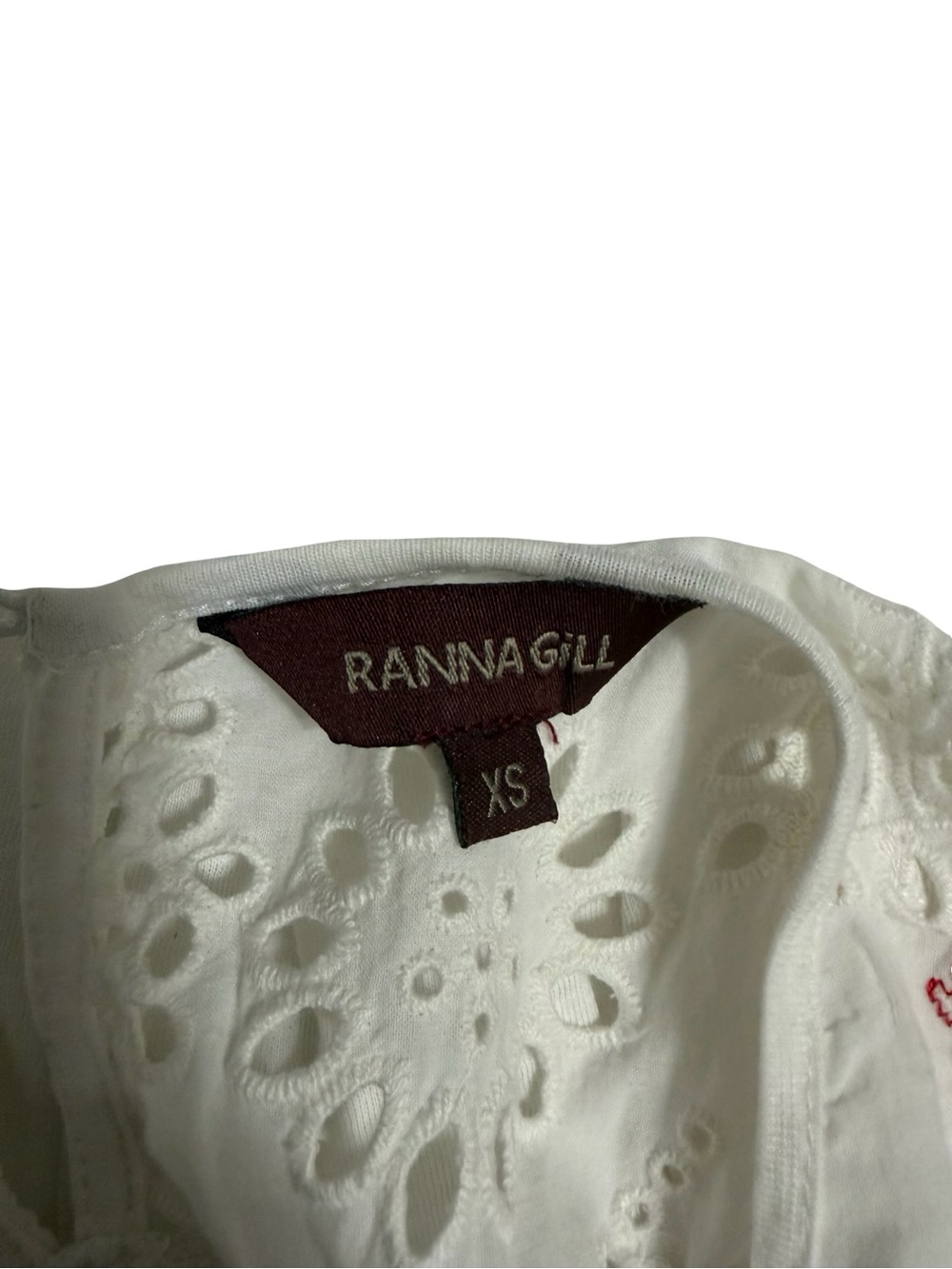Ranna Gill White Sleeveless Tank with Navy and Red Embroidery - Picture 3 of 6
